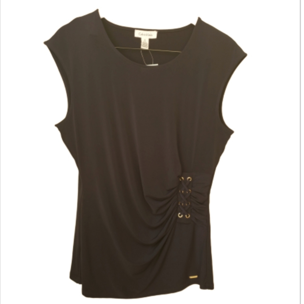 Calvin Klein Drape Side Blouse Size Large